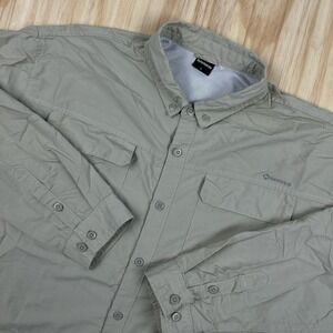 Naviskin Men's L Beige Tan Button Fishing Hiking Outdoor Shirt Trekking